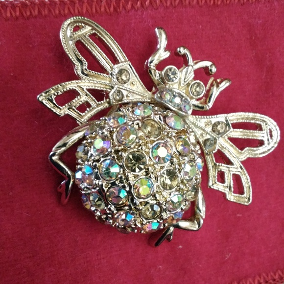 R.J. Graziano Jewelry - R.J. Graziano Goldtone Bee Brooch With Aurora Borealis Crystals